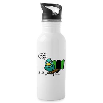 Cuckoo clock cuckoo black forest clock funny comic - Water bottle with straw - white - Right