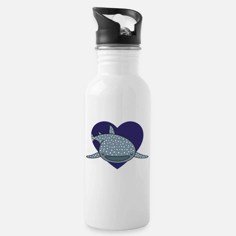 Whale Shark Love - Water bottle with straw - white