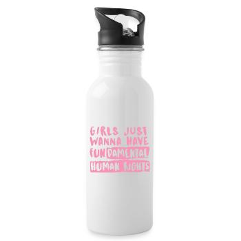 Feminismus Gleichheit rosa Mädchen wollen einfach nur Spaß haben - Trinkflasche mit integriertem Trinkhalm - Weiß - Rechts