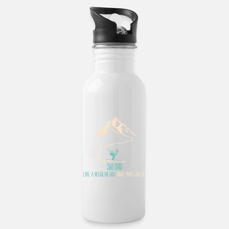 Ski Dad Funny Cute Winter Skiing Gift For Men - Trinkflasche mit integriertem Trinkhalm - Weiß