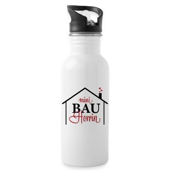 Kleine Bauherrin - Hausbaugeschenk - Trinkflasche mit integriertem Trinkhalm - Weiß - Rechts