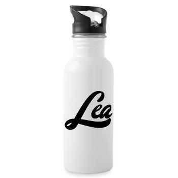 Lea Name Abstract Color Explosion Art Design - Water bottle with straw - white - Right