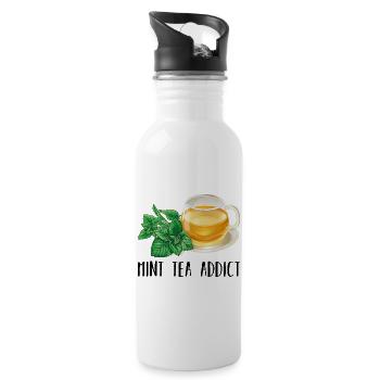 Mint Tea Addict Accro Thé à la menthe Cadeau thé - Gourde avec paille intégrée - blanc - Droite