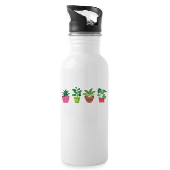 Fleurs - Gourde avec paille intégrée - blanc - Droite
