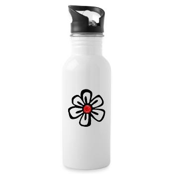 A black flower to dress your desires- Kook Art - Water bottle with straw - white - Right