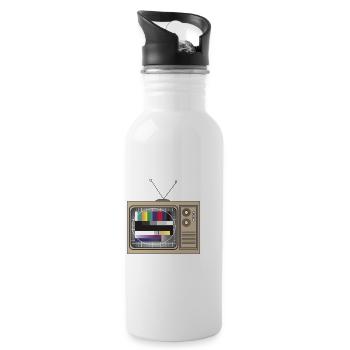 Retro TV Testbild Muster - Trinkflasche mit integriertem Trinkhalm - Weiß - Rechts