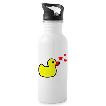 Canard grinçant Jaune Saint-Valentin - Gourde avec paille intégrée - blanc - Droite