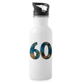 Number 60 - 60th birthday - Water bottle with straw - white - Right