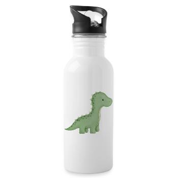 cute dino - Water bottle with straw - white - Right
