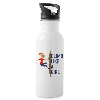 Canyoning Climb Like A Girl Girl Rock Climbing - Water bottle with straw - white - Right