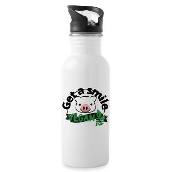 Végétalien Amoureux des animaux Amoureux des animaux Sourire des animaux - Gourde avec paille intégrée - blanc - Droite