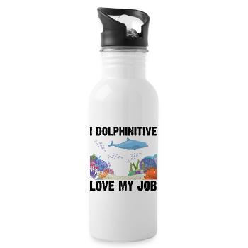 Dolphin Diving Diver Marine Biologist Zooologist - Water bottle with straw - white - Right