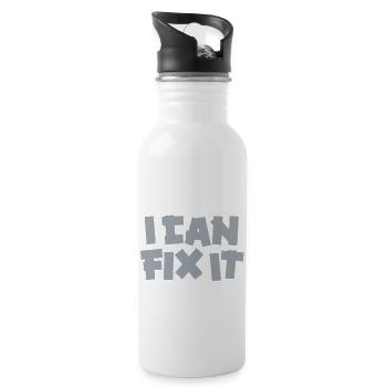 Funny father Duct tape Don't worry! I can fix it - Water bottle with straw - white - Right