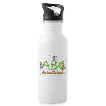 ABC Buchstaben Schulkind - Trinkflasche mit integriertem Trinkhalm - Weiß - Rechts