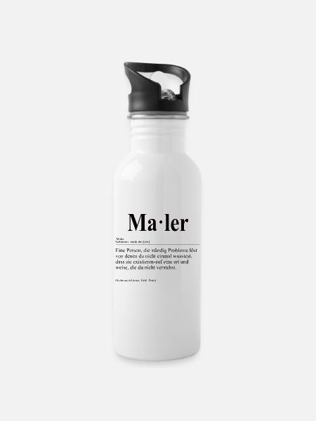 Maler Lustige Berufs Definition - Trinkflasche mit integriertem Trinkhalm - Weiß