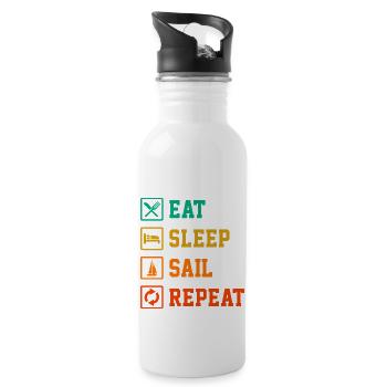 Eat Sleep Ship Repeat Sailor Skipper Captain Sailb - Trinkflasche mit integriertem Trinkhalm - Weiß - Rechts