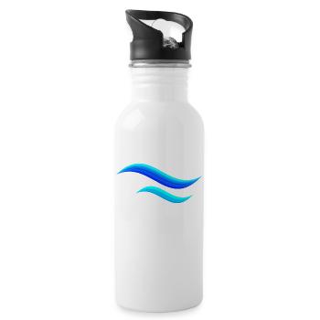 Blaue Wellen Wasser Zeichen Symbol Meer Shirts etc - Trinkflasche mit integriertem Trinkhalm - Weiß - Rechts