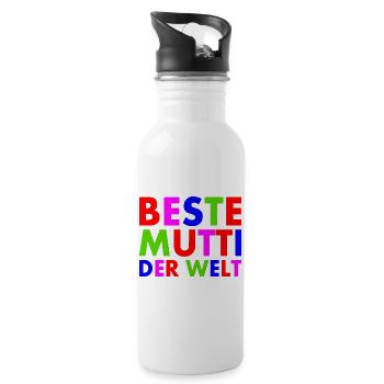 Beste mutti der welt - Trinkflasche mit integriertem Trinkhalm - Weiß - Rechts