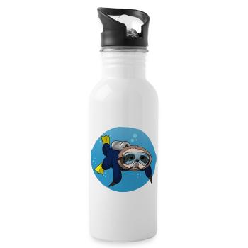 Scuba Diving Sloth Lazy Animal Diving I Gift - Water bottle with straw - white - Right
