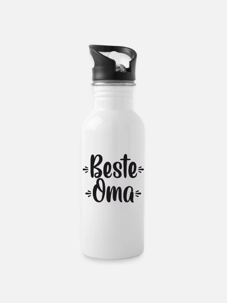 Beste Oma - Trinkflasche mit integriertem Trinkhalm - Weiß