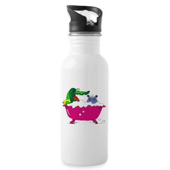 hippo baignoire crocodile bain enfants bébé - Gourde avec paille intégrée - blanc - Droite