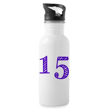 15 JAHRE. 15-jähriges Jubiläum. GEBURTSTAG 15 JAHRE. 15 - Trinkflasche mit integriertem Trinkhalm - Weiß - Rechts