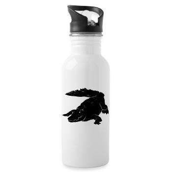 Krokodil Kunst Silhouette Grafik Wildtierliebhaber - Trinkflasche mit integriertem Trinkhalm - Weiß - Rechts