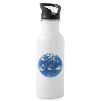 Neptun Wasser und Wolken Planet - Trinkflasche mit integriertem Trinkhalm - Weiß - Rechts