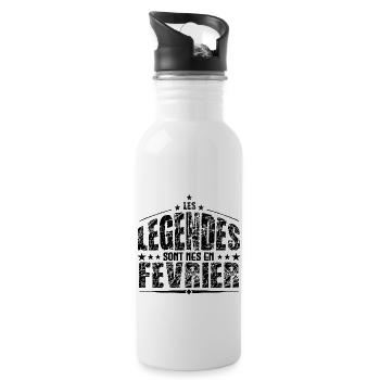 Février | les Légendes sont nés en Février Anniver - Gourde avec paille intégrée - blanc - Droite