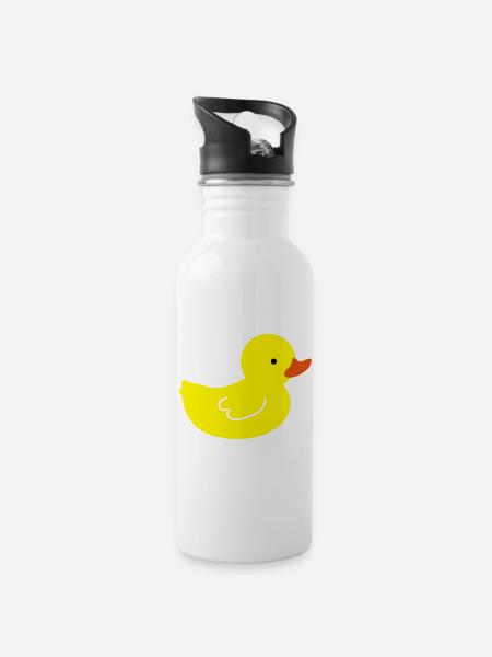 Canard en caoutchouc joyeux: une touche de jaune - Gourde avec paille intégrée - blanc
