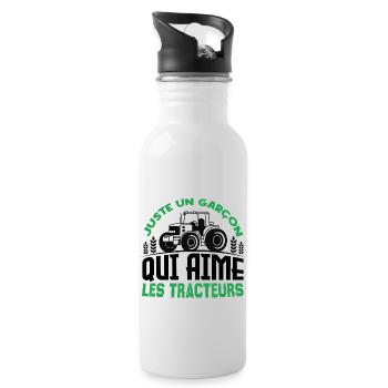 Juste un garçon qui aime Les Tracteurs Agriculteur - Gourde avec paille intégrée - blanc - Droite
