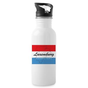 Luxemburg - Hauptstadt mit GPS & Flagge - Trinkflasche mit integriertem Trinkhalm - Weiß - Rechts