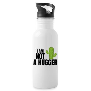 I am not a hugger, hug, cactus - Water bottle with straw - white - Right