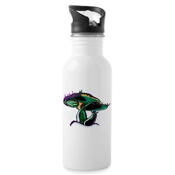 Psychedelische Pilzskizze Neonfuchsia - Trinkflasche mit integriertem Trinkhalm - Weiß - Rechts