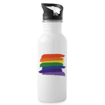 Regenbogen-Pinsel (groß) - Trinkflasche mit integriertem Trinkhalm - Weiß - Rechts