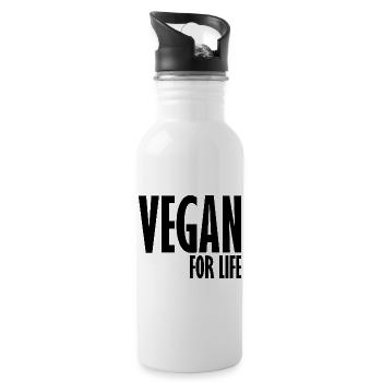 Vegan For Life - Trinkflasche mit integriertem Trinkhalm - Weiß - Rechts