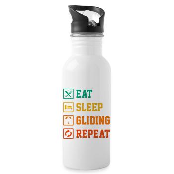 Eat Sleep Gliding Repeat Paragliding Parachute Par - Trinkflasche mit integriertem Trinkhalm - Weiß - Rechts