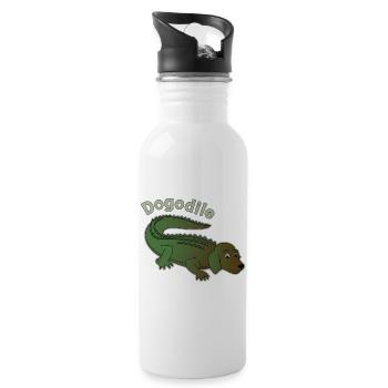Hund Krokodil Alligator - Dog crocodile - Dogodile - Water bottle with straw - white - Right