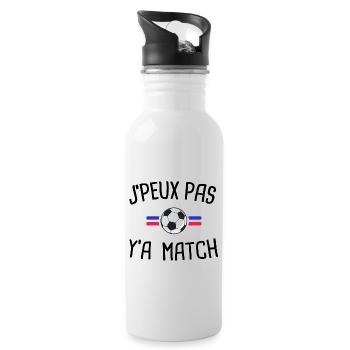 J'peux pas j'ai match de foot - Gourde avec paille intégrée - blanc - Droite