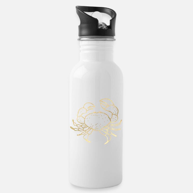 Crab - Water bottle with straw - white