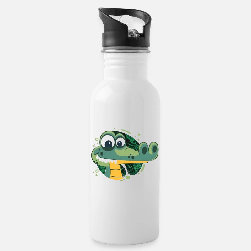 Snappy Birthday Alligator! - Trinkflasche mit integriertem Trinkhalm - Weiß