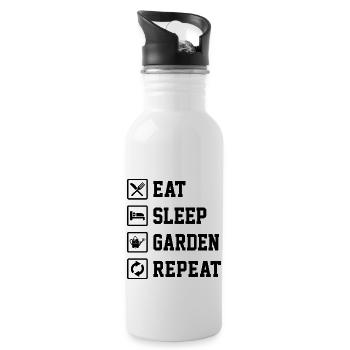 Eat Sleep Garden Repeat Gardening Gardener Horticu - Trinkflasche mit integriertem Trinkhalm - Weiß - Rechts