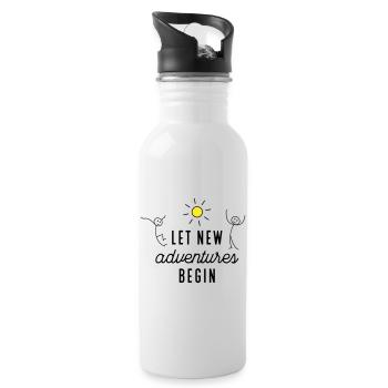 Adventure or new beginning - Water bottle with straw - white - Right
