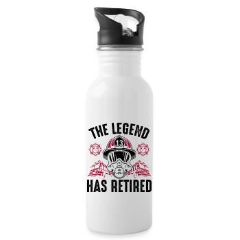 Firefighter retires, pensioner fire brigade - Water bottle with straw - white - Right