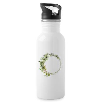 Eucalyptus Green Gold Circle customizable - Water bottle with straw - white - Right