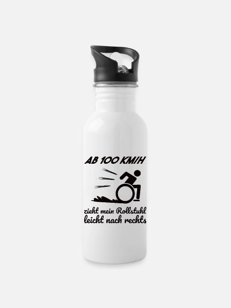 Rollstuhl Rollstuhlfahrer Spruch Geschenkidee - Trinkflasche mit integriertem Trinkhalm - Weiß