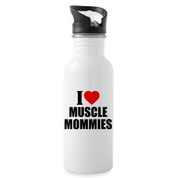 I love muscle mommies - Trinkflasche mit integriertem Trinkhalm - Weiß - Rechts