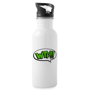 Drôle WTF What the fuck gift - Gourde avec paille intégrée - blanc - Droite