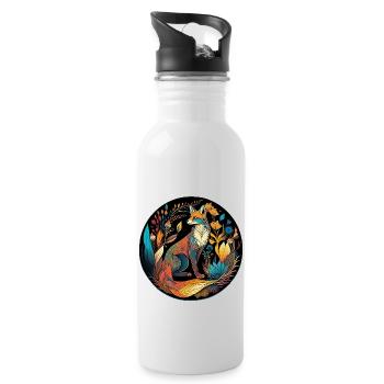 Mandala nature magic - Trinkflasche mit integriertem Trinkhalm - Weiß - Rechts