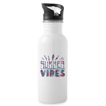 Summer Vibes Summer Mood Holiday - Water bottle with straw - white - Right
